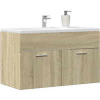 vidaXL Bathroom Sink Cabinet Sonoma Oak 90x38.5x46 cm Engineered Wood