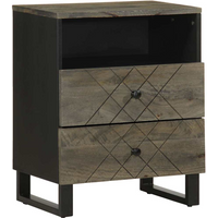 vidaXL Bedside Cabinet Black 50x33x62 cm Solid Wood Mango