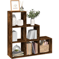 vidaXL Room Divider Bookcase 3-Tier Smoked Oak 99x29x99 cm Engineered Wood
