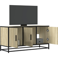 vidaXL TV Cabinet Sonoma Oak 100x35x50 cm Engineered Wood and Metal