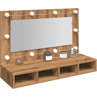 vidaXL Mirror Cabinet with LED Artisan Oak 90x31.5x62 cm
