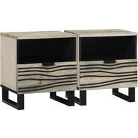 vidaXL Bedside Cabinet 2 pcs White and black 40 x 33 x 46 cm