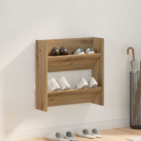 vidaXL Wall Shoe Cabinet Artisan Oak 60 x 18 x 60 cm Engineered Wood