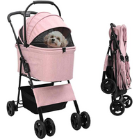 vidaXL Folding Pet Stroller Pink 81 x 47 x 99 cm 600D Oxford fabric