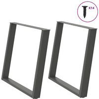 vidaXL Dining Table Legs U-Shaped 2 pcs Anthracite 100x(72-73) cm Steel