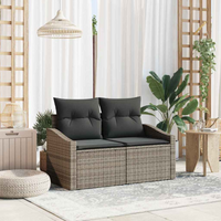 vidaXL Garden Sofa with Cushion Grey 123 x 62 x 69cm Poly Rattan