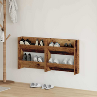 vidaXL Wall Shoe Cabinet with Shelf 2 pcs Old Wood 60 x 18 x 60 cm