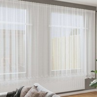vidaXL Lace Curtain with Curtains Floral White 220 x 1200 cm Polyester