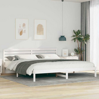 vidaXL Bed Frame with Headboard White 180 x 220 cm Solid Pine Wood