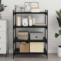 vidaXL Bookshelf Board 4 pcs Black 80 x 40 x 1.5 cm Engineered wood