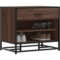 vidaXL Shoe Bench Brown Oak 60x40x53.5 cm Engineered Wood and Metal