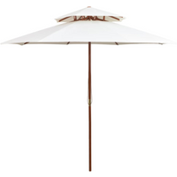 vidaXL Double Decker Garden Parasol 270x270 cm Wooden Pole Cream White