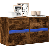 vidaXL TV Wall Cabinet with LED Lights Smoked Oak 80x31x45 cm