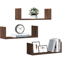 vidaXL Wall Shelves 3 pcs Brown Oak 58x18x18 cm Engineered Wood