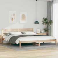 vidaXL Bed Frame with Headboard Brown 180 x 210 cm Solid Pine Wood