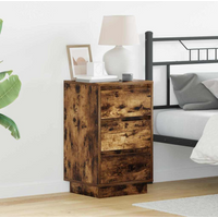 vidaXL Bedside Cabinet Smoked oak 39 x 34.5 x 65 cm Engineered wood