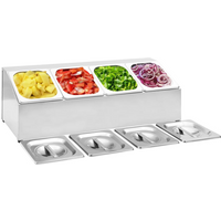 vidaXL Gastronorm Container Holder with 4 GN 1/6 Pan Stainless Steel