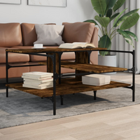 vidaXL Coffee Table Smoked Oak 100x100x48.5 cm Engineered Wood