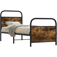 vidaXL Bed Frame Without Mattress 75x190 cm Small Single Smoked Oak Engineered Wood