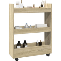 vidaXL Narrow Storage Trolley 3 Tier Sonoma Oak Engineered Wood