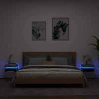 vidaXL Bedside Cabinets with LED Lights 2 pcs Concrete Grey 40x39x48.5 cm