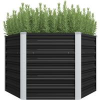 vidaXL Garden Raised Bed Anthracite 129x129x77 cm Galvanised Steel