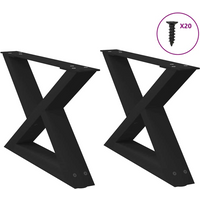 vidaXL Coffee Table Legs 2 pcs Black 50x(30-31.3) cm Steel