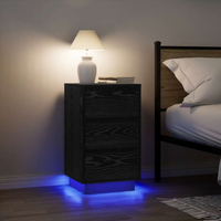 vidaXL Bedside Cabinet with LED Lights Black 38x34x65 cm