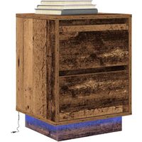 vidaXL Bedside Cabinet with LED Lights Old Wood 38x34x50 cm