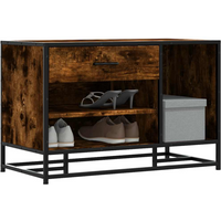 vidaXL Shoe Bench Smoked Oak 80x40x53.5 cm Engineered Wood and Metal