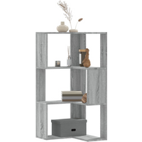 vidaXL Corner Bookcase 3-Tier Grey Sonoma 50x50x102 cm Engineered Wood