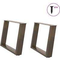 vidaXL Coffee Table Legs U-Shaped 2 pcs Natural Steel 60x(42-43) cm Steel