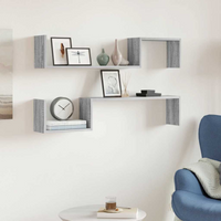 vidaXL Wall Shelves 2 pcs Grey Sonoma 100x15x20 cm Engineered Wood