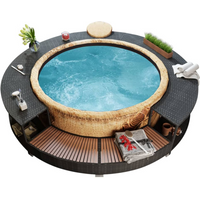 vidaXL Hot Tub Surround Black Poly Rattan