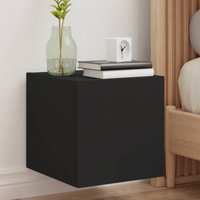 vidaXL TV Wall Cabinets with LED Lights 2 pcs Black 30.5x35x30 cm
