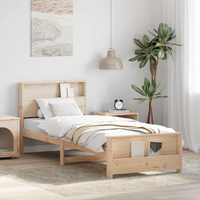 vidaXL Bed Frame with Headboard Brown 90 x 200 cm Engineered Wood