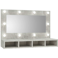 vidaXL Mirror Cabinet with LED Concrete Grey 90x31.5x62 cm