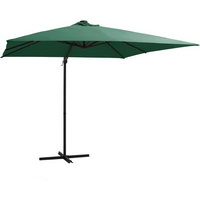 vidaXL Cantilever Garden Parasol with LED lights and Steel Pole 250x250 cm Green