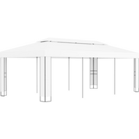 vidaXL Gazebo with Double Roof 3x6 m White