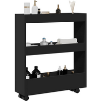 vidaXL Narrow Storage Trolley 3 Tier Black Engineered Wood