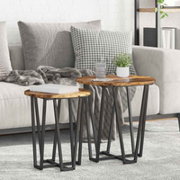 vidaXL Side Table Set 2 pcs Smoked oak and Black 50 x 50 x 50.5 cm