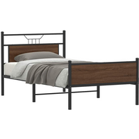vidaXL Bed Frame without Mattress Brown Oak 100x190 cm Engineered Wood