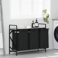 vidaXL Laundry Basket 3 Compartments with Shelf Grey Sonoma