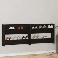 vidaXL Wall Shoe Cabinets with Shelf Other Black oak Engineered wood