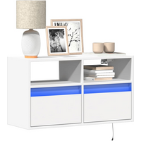 vidaXL TV Wall Cabinet with LED Lights White 80x31x45 cm