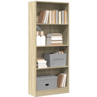 vidaXL Bookcase Sonoma Oak 60x24x143 cm Engineered Wood