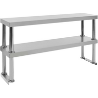 vidaXL 2-Tier Work Table Overshelf 120x30x65 cm Stainless Steel