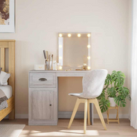 vidaXL Dressing Table with LED Lights Grey Sonoma 90x42x132.5 cm