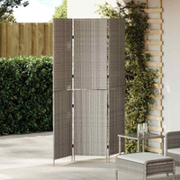 vidaXL Room Divider Folding Manual Grey 147 x 180 cm Poly Rattan