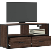 vidaXL TV Cabinet Brown Oak 80x31x39.5 cm Engineered Wood and Metal